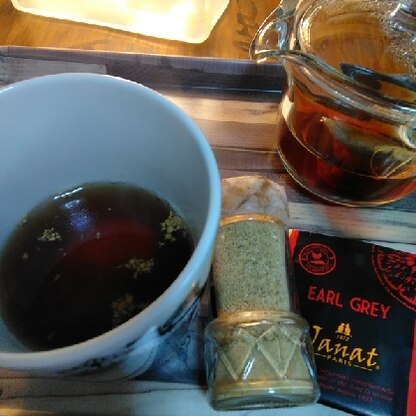 こんにちは♪手軽にアールグレイのティーBagで作りました♡きょうみたいな寒い日は生姜入りの紅茶に限ります！ご馳走様でした(*´˘`*)♪
